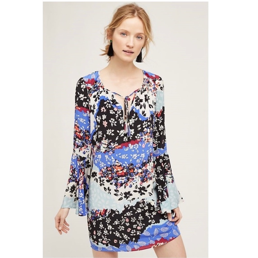 Yumi Kim Leta Silk Bell Sleeve Dress Petite Small